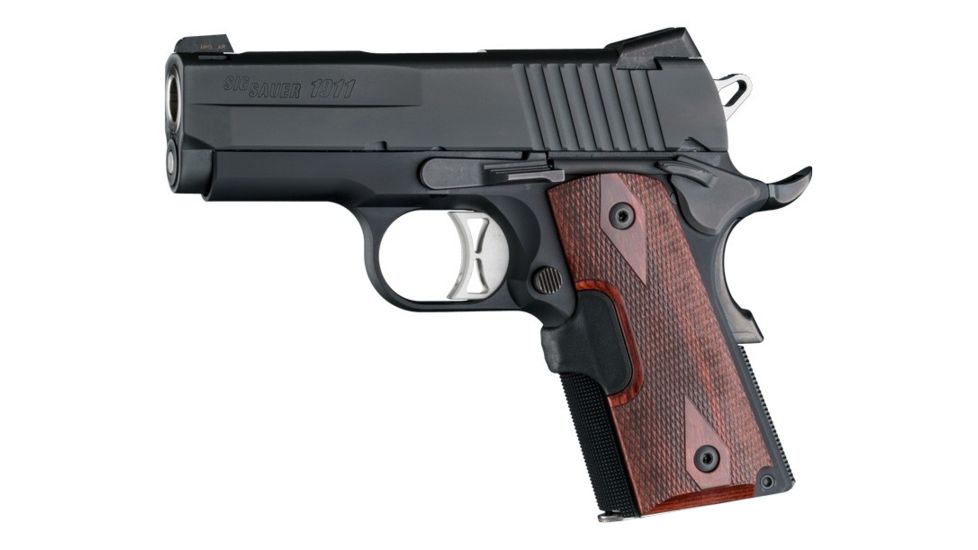 Hogue 1911 Officers Laser Enhanced Grip, Red Laser, Checkered, Reinforced Rosewood, Rosewood, 43580
