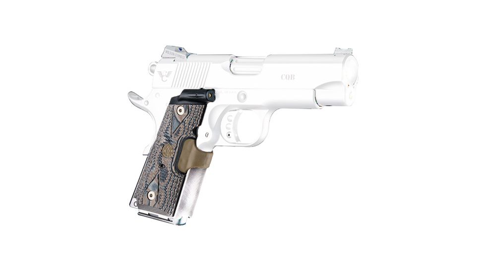 Hogue 1911 Officers Laser Enhanced Grip, Red Laser, Piranha Grip, G10 - G-Mascus, Earth, 43183