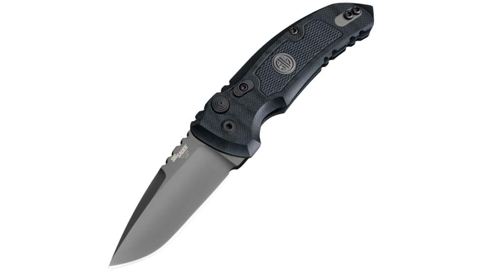 Hogue SIG A01-MicroSwitch Tactical Automatic Knife, 2.75in, Stainless Steel, Drop-point, Black G10, Black G10, 16112