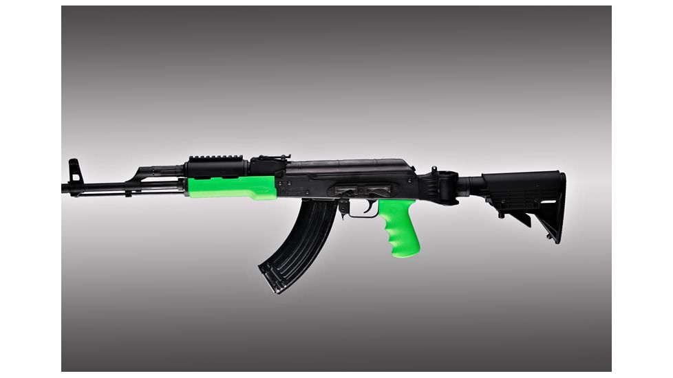Hogue AK-47/AK-74 OverMolded Rifle Grip and Forend, Zombie Green, Longer Yugo Version 74019