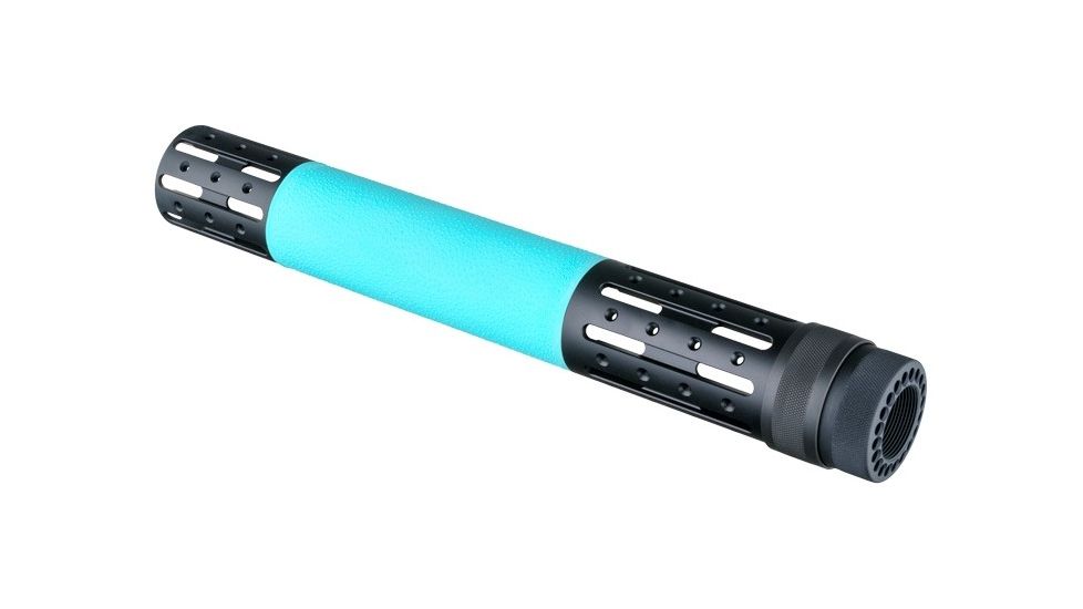 Hogue AR-15/M-16 Extended Length Free Float Forend with OverMolded Gripping Area and Accessory Attachments, Aqua 13464