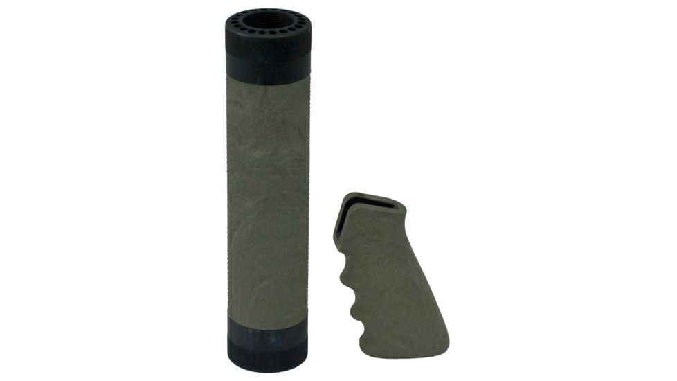 Hogue AR-15/M-16 Kit - OverMolded Grip and Free Float Forend Ghillie Green 15808