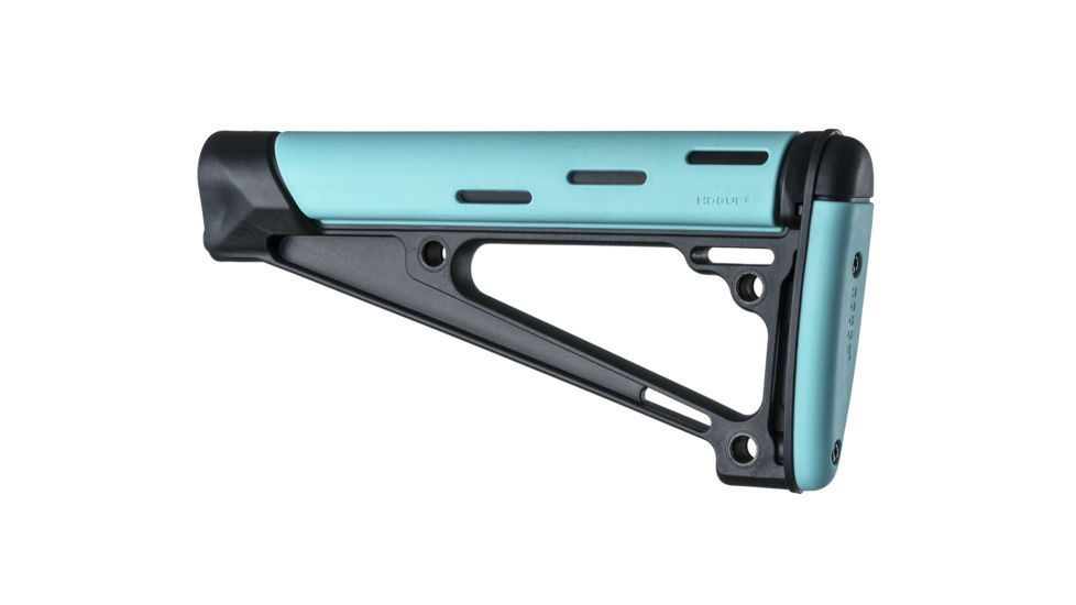 Hogue AR-15/M-16 OverMolded Fixed Buttstock - Fits A2 Buffer Tube, Aqua, 13441
