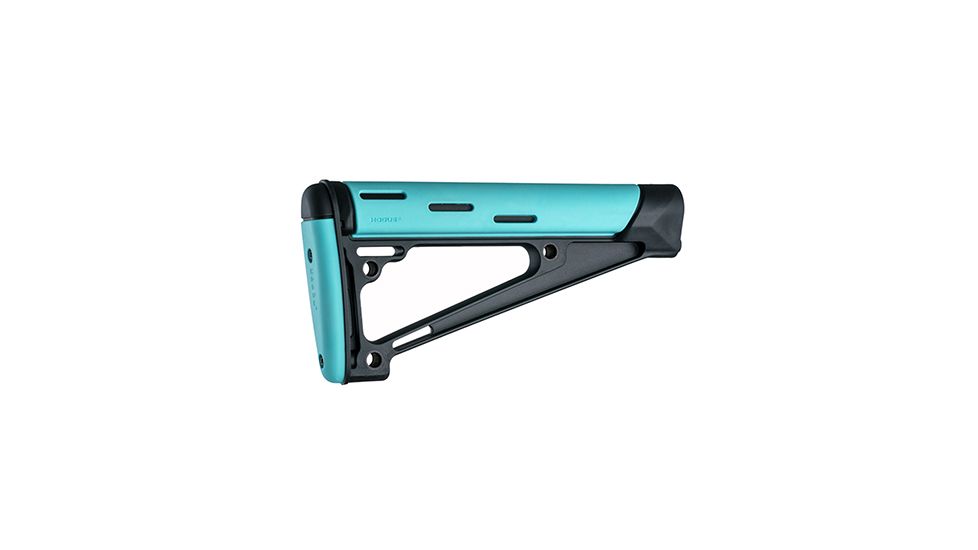 Hogue AR-15/M-16 OverMolded Fixed Buttstock - Fits A2 Buffer Tube, Aqua, 13441