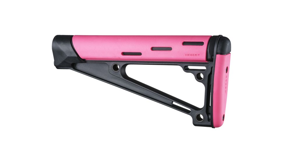 Hogue AR-15/M-16 OverMolded Fixed Buttstock - Fits A2 Buffer Tube, Pink, 15741