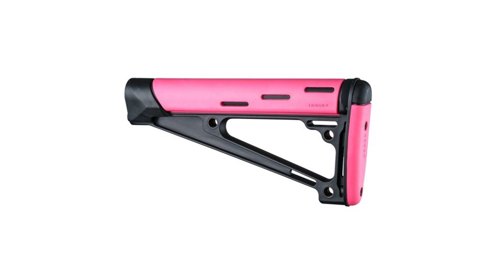 Hogue AR-15/M-16 OverMolded Fixed Buttstock - Fits A2 Buffer Tube, Pink, 15741