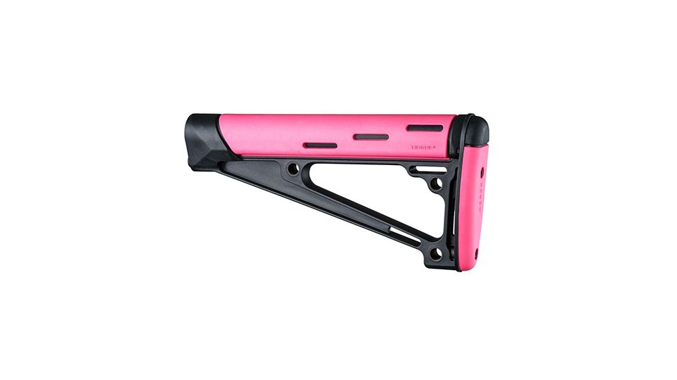Hogue AR-15/M-16 OverMolded Fixed Buttstock - Fits A2 Buffer Tube, Pink, 15741