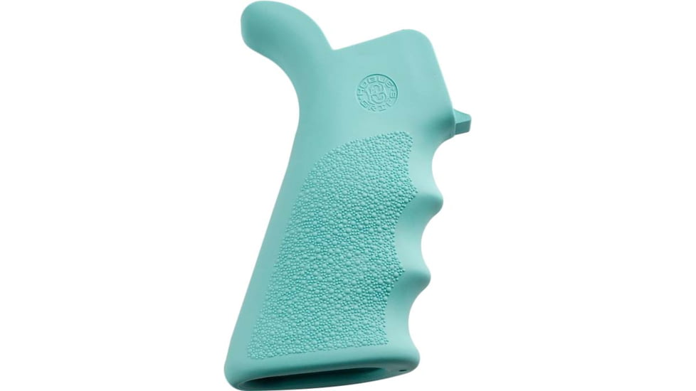 Hogue AR-15/M-16 Rubber Grip Beavertail with Finger Grooves, Aqua, 13024