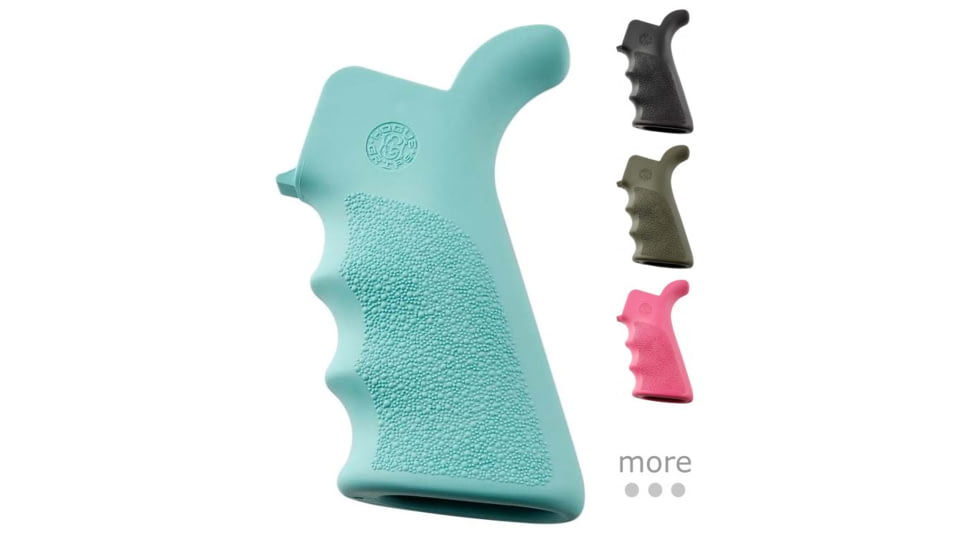 Hogue AR-15/M-16 Beavertail Rubber Grip with Finger Grooves, Aqua, Black, Green, Pink, Red Lava, Slate Grey