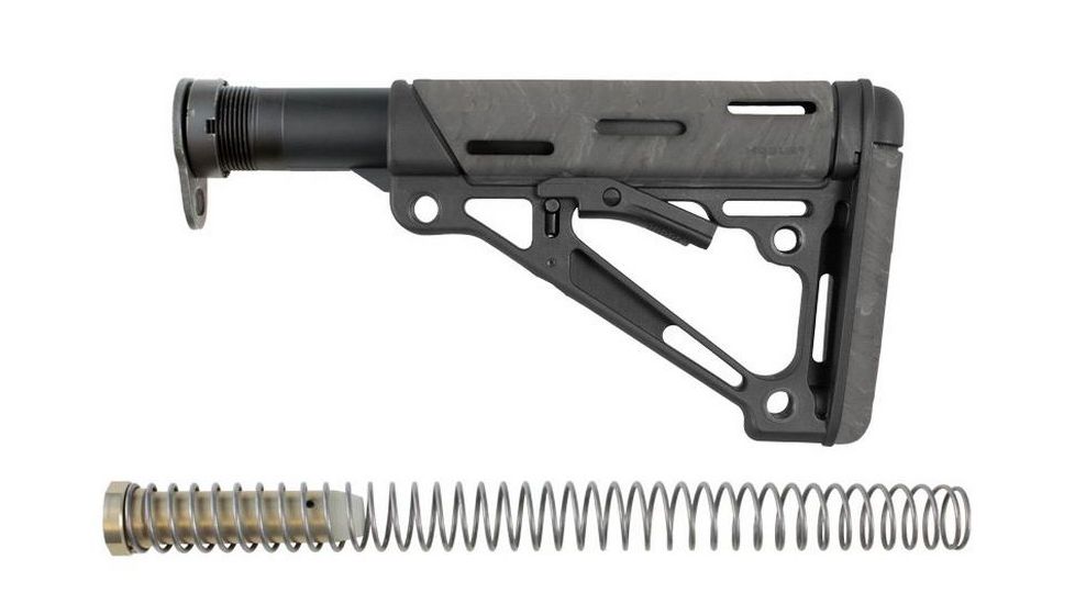 HOGUE AR15/M16 OverMold Collapsible Buttstock Assy, Includes Mil-Spec Buffer Tube and Hardware, Ghillie Green Rubber 15845