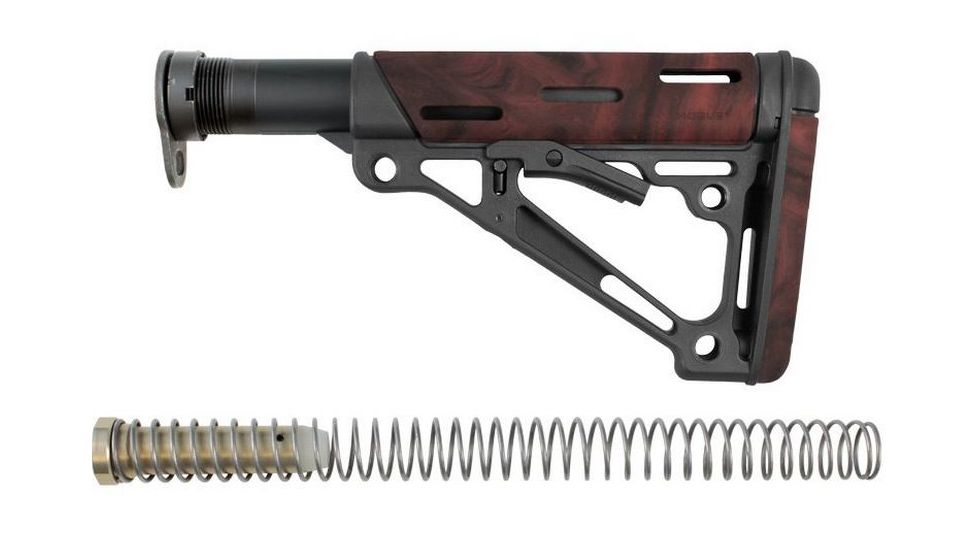HOGUE AR15/M16 OverMold Collapsible Buttstock Assy, Includes Mil-Spec Buffer Tube and Hardware, Red Lava Rubber 15445