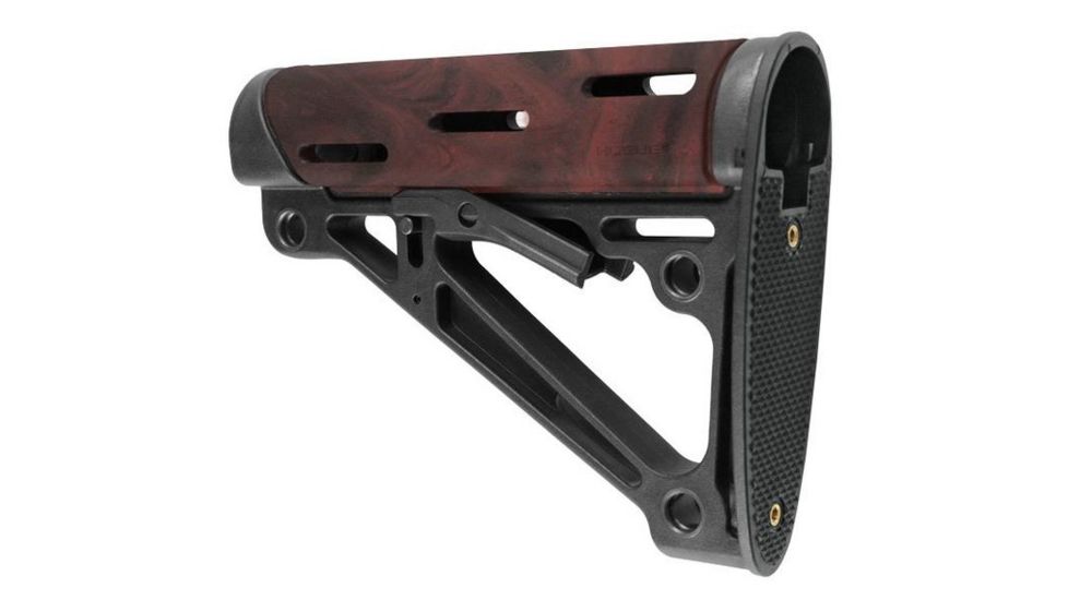 HOGUE AR15/M16 OverMold Collapsible Buttstock Assy, Includes Mil-Spec Buffer Tube and Hardware, Red Lava Rubber 15445