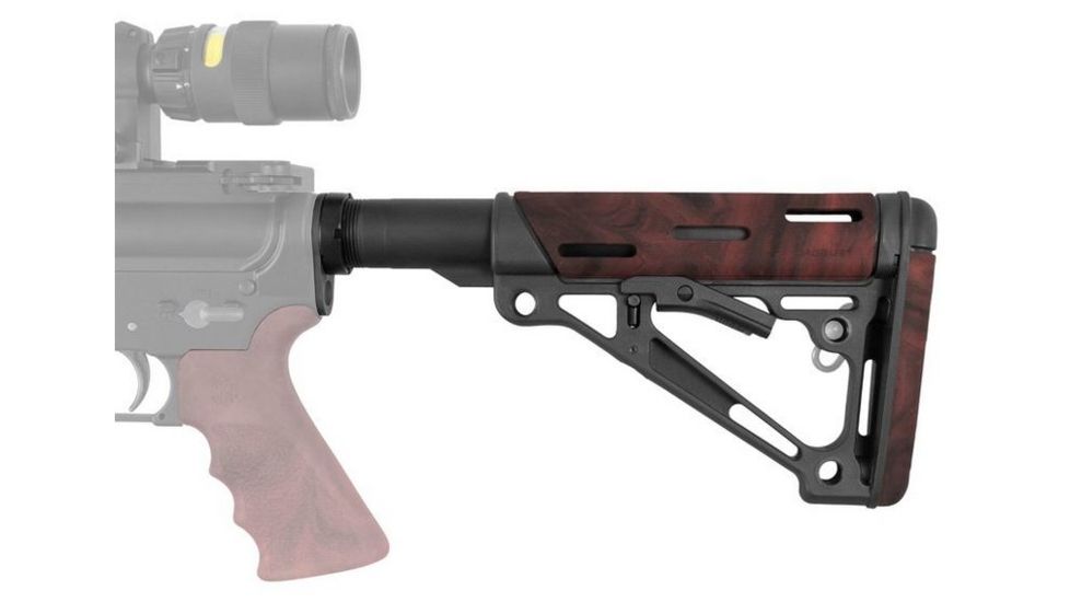 HOGUE AR15/M16 OverMold Collapsible Buttstock Assy, Includes Mil-Spec Buffer Tube and Hardware, Red Lava Rubber 15445