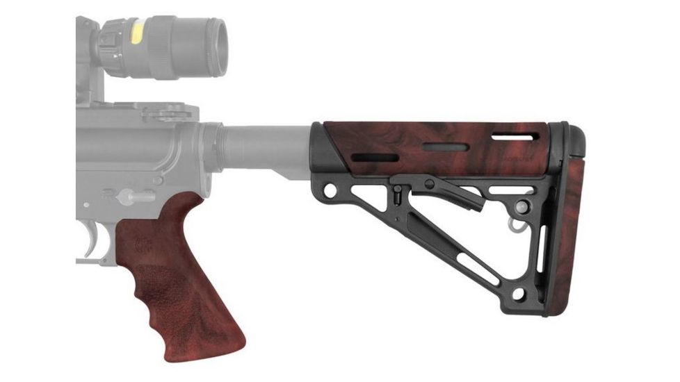 HOGUE AR15/M16 Kit, Finger Groove Beavertail Grip and OverMold Collapsible Buttstock, Fits Mil-Spec Buffer Tube, Red Lava Rubber 15456
