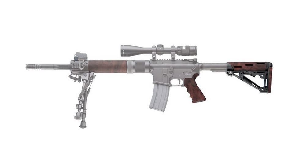 HOGUE AR15/M16 Kit, Finger Groove Beavertail Grip and OverMold Collapsible Buttstock, Fits Mil-Spec Buffer Tube, Red Lava Rubber 15456