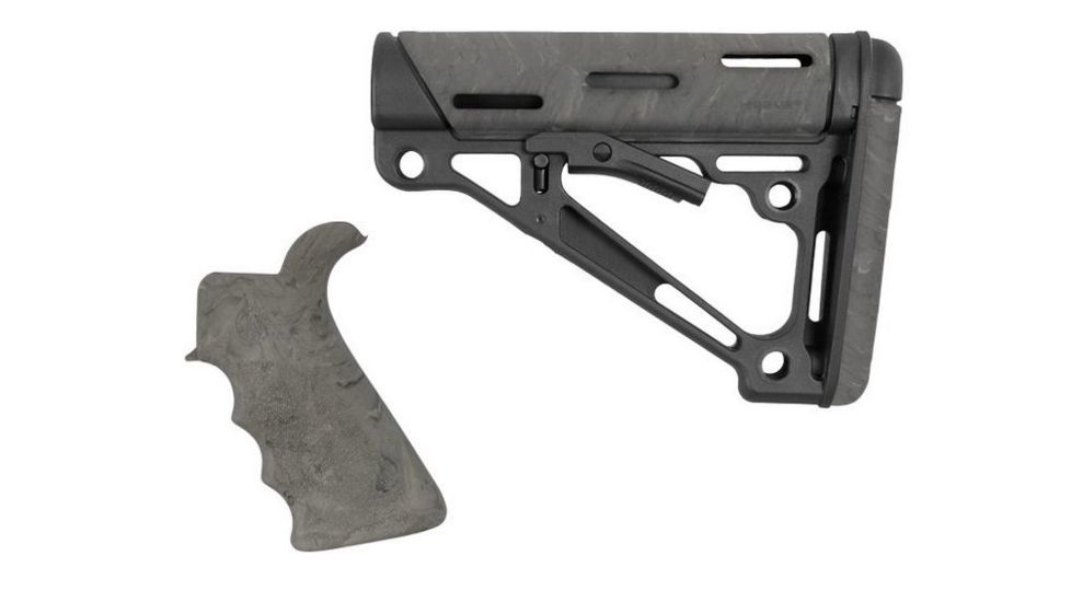 HOGUE AR15/M16 Kit, Finger Groove Beavertail Grip and OverMold Collapsible Buttstock, Fits Comm. Buffer Tube, Ghillie Green Rubber 15855