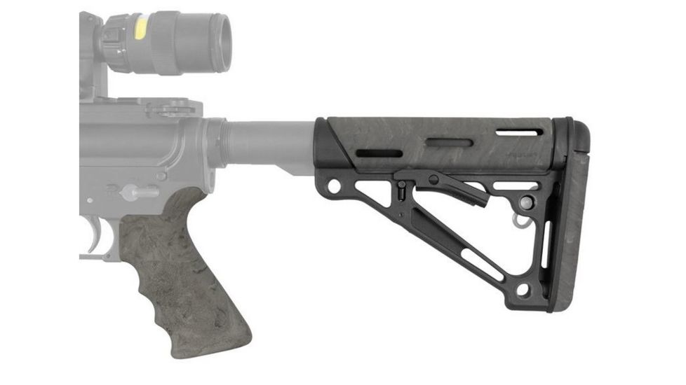 HOGUE AR15/M16 Kit, Finger Groove Beavertail Grip and OverMold Collapsible Buttstock, Fits Comm. Buffer Tube, Ghillie Green Rubber 15855