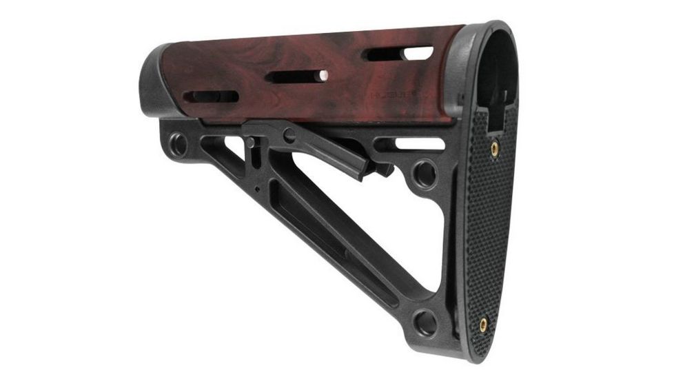 HOGUE AR15/M16 Kit, Finger Groove Beavertail Grip and OverMold Collapsible Buttstock, Fits Comm. Buffer Tube, Red Lava Rubber 15455