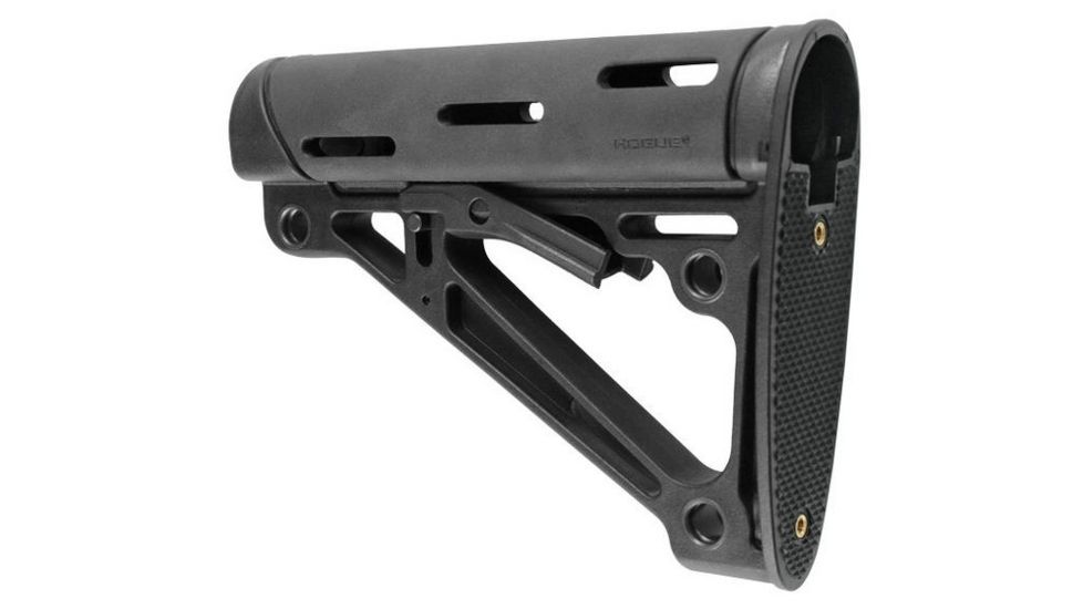 HOGUE AR15/M16 Kit, Finger Groove Beavertail Grip and OverMold Collapsible Buttstock, Fits Comm. Buffer Tube, Black Rubber 15055