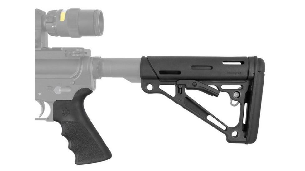 HOGUE AR15/M16 Kit, Finger Groove Beavertail Grip and OverMold Collapsible Buttstock, Fits Mil-Spec Buffer Tube, Black Rubber 15056