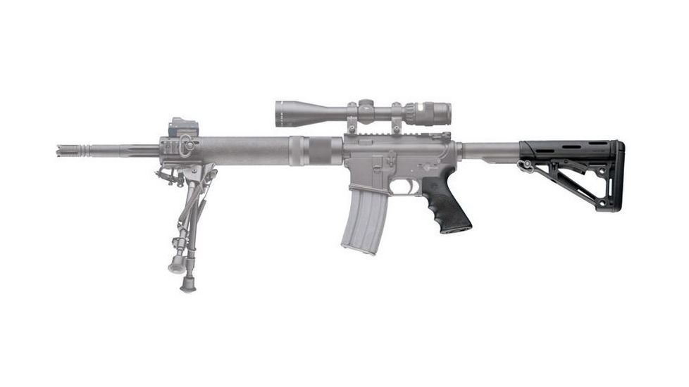 HOGUE AR15/M16 Kit, Finger Groove Beavertail Grip and OverMold Collapsible Buttstock, Fits Mil-Spec Buffer Tube, Black Rubber 15056