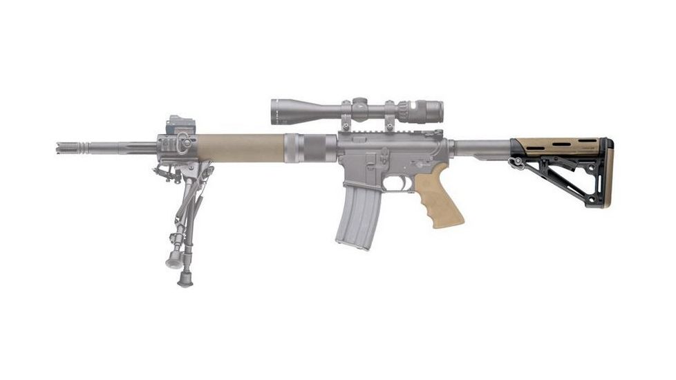 HOGUE AR15/M16 Kit, Finger Groove Beavertail Grip and OverMold Collapsible Buttstock, Fits Mil-Spec Buffer Tube, Flat Dark Earth Rubber 15356