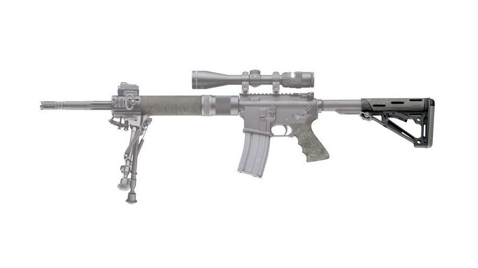 HOGUE AR15/M16 Kit, Finger Groove Beavertail Grip and OverMold Collapsible Buttstock, Fits Mil-Spec Buffer Tube, Ghillie Green Rubber 15856