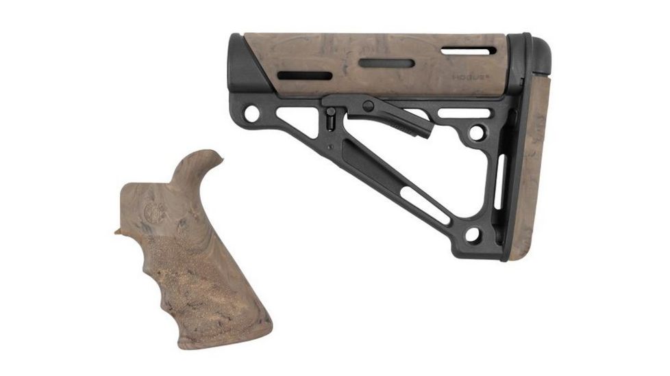 Hogue AR15/M16 Kit, Beavertail Grip and OverMold Collapsible Buttstock, Rifle, Rubber, Tan, 15956