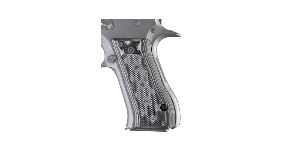 Hogue Baby Eagle .40 / 9mm Jericho &amp; Uzi Eagle Checkered G-10 - G-Mascus Black/Gray 76177-BLKGRY