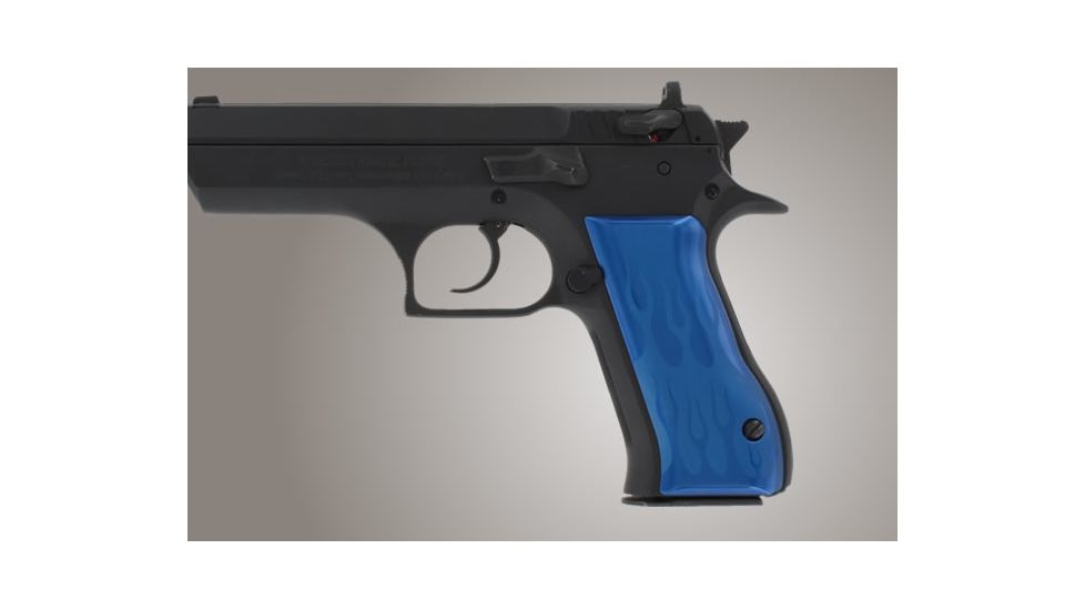 Hogue Baby Eagle 40 9mm Jericho Uzi Eagle Flames Aluminum Blue Anodized 76133