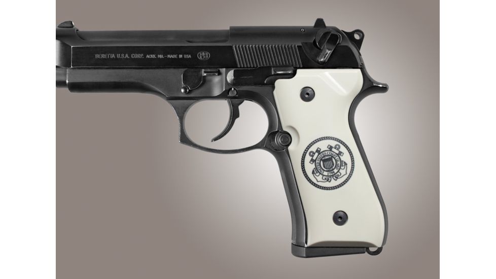 Hogue Beretta 92 Scrimshaw Ivory Polymer - Coast Guard 92036