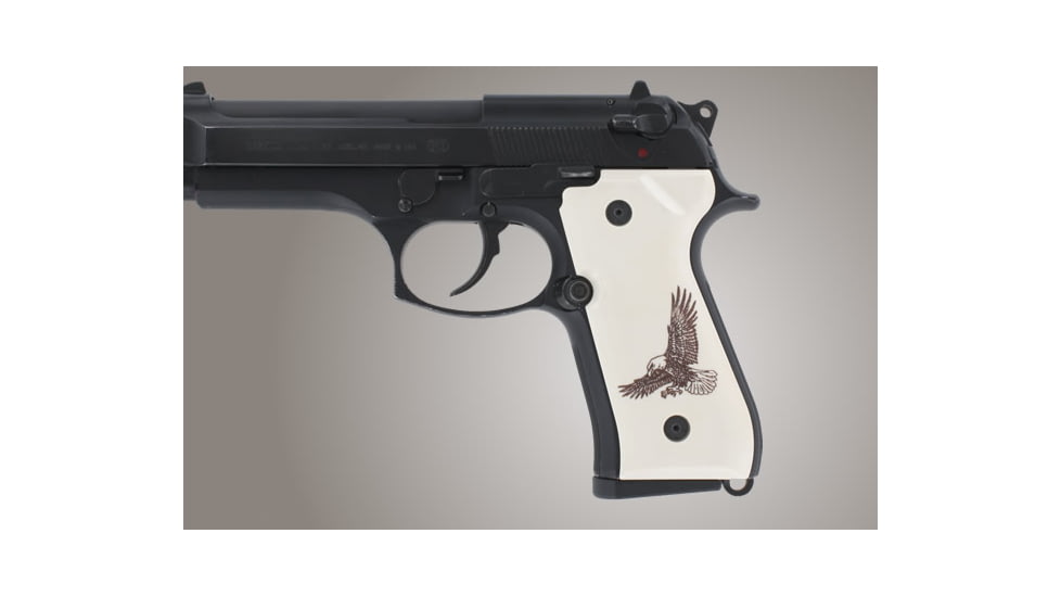 Hogue Beretta 92 Scrimshaw Ivory Polymer - Eagle w/Talons 92024