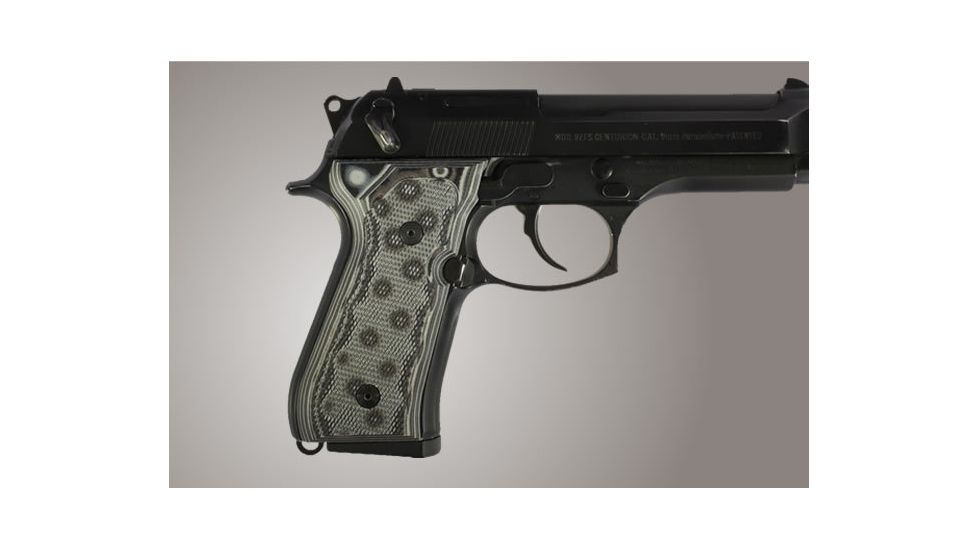 Hogue Beretta 92FS Checkered G-10 - G-Mascus Black/Gray 92177-BLKGRY