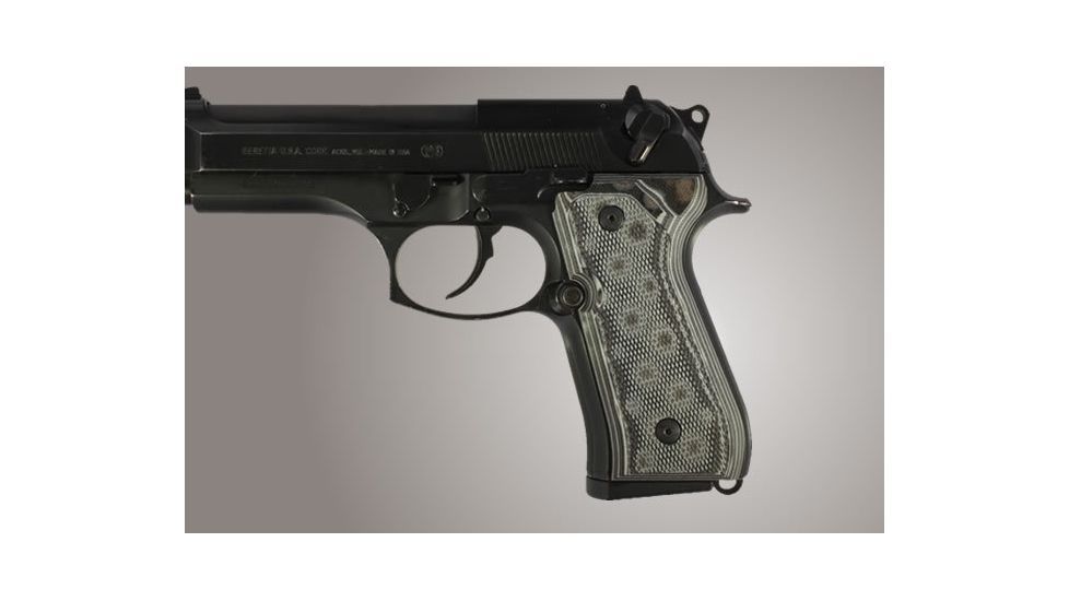 Hogue Beretta 92FS Checkered G-10 - G-Mascus Black/Gray 92177-BLKGRY