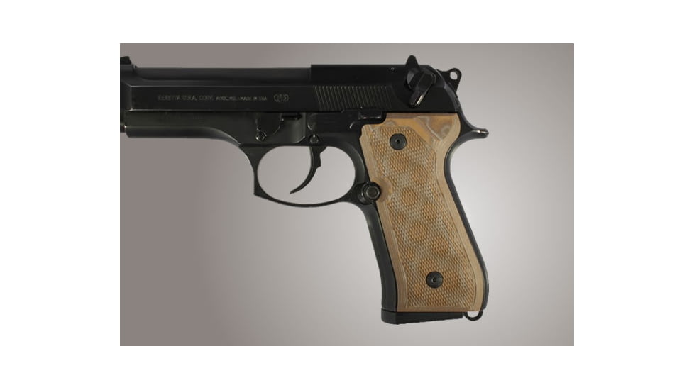 Hogue Beretta 92FS Checkered G-10 - G-Mascus Tan 92177-TAN