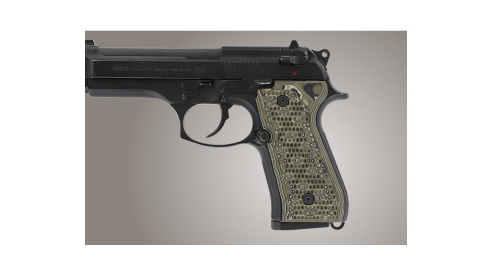 Hogue Beretta 92FS Piranha Grip G-10 - G-Mascus Green 92138
