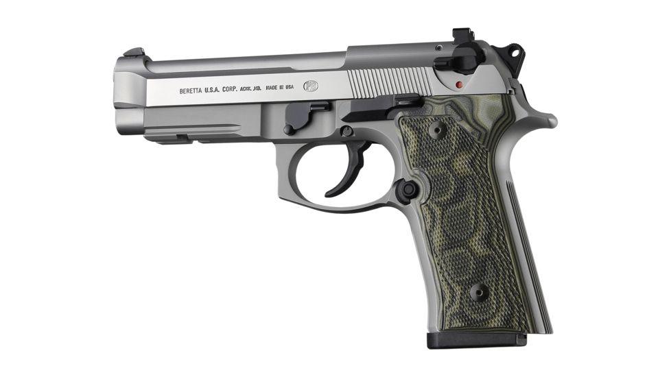Hogue Beretta M9A3 Handgun Grip, Vertec Panels, Checkered, G10 - G-Mascus, Green Lava, 90158