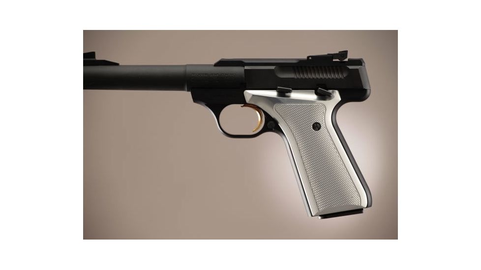 Hogue Browning Buckmark Checkered Aluminum - Brushed Gloss Clear Anodized 72175