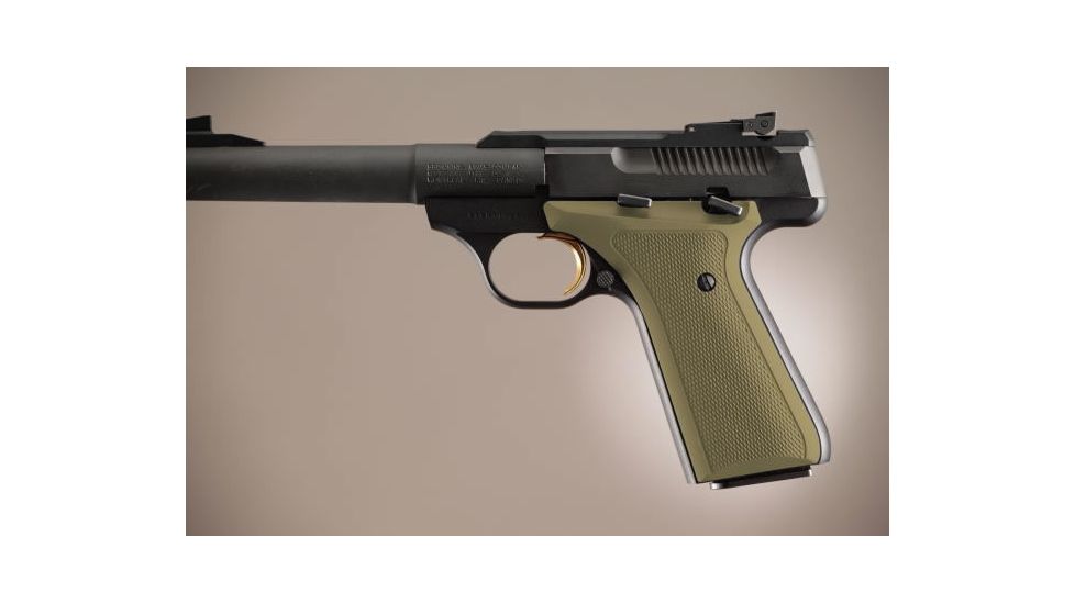 Hogue Browning Buckmark Checkered Aluminum - Matte Green Anodized 72171