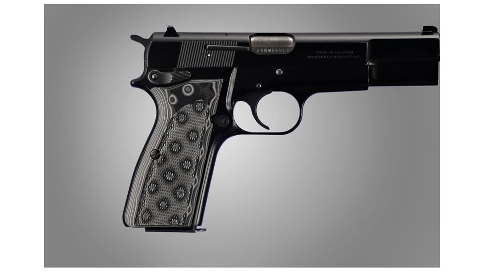 Hogue Browning Hi-Power Checkered G-10 - G-Mascus Black/Gray 09177-BLKGRY