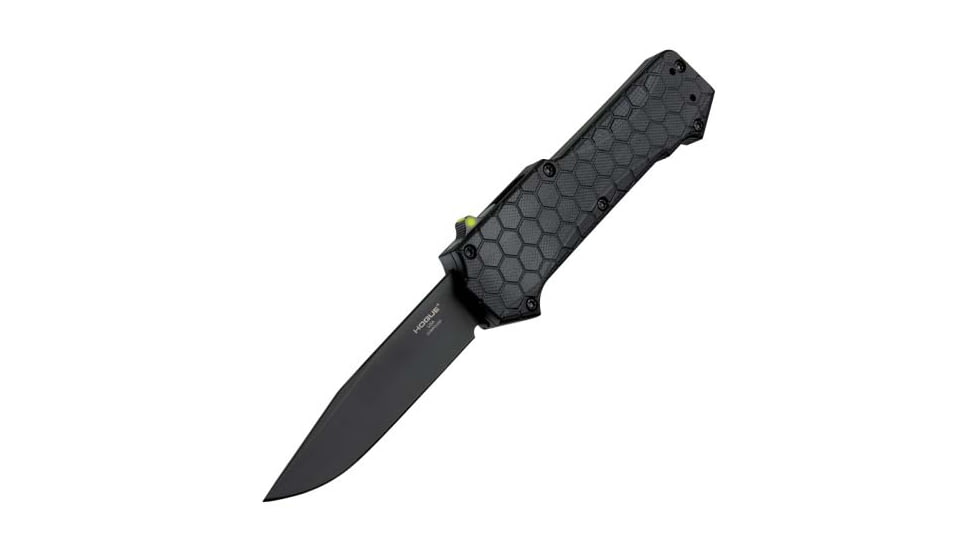 Hogue Compound Automatic Folding Knife, 3.5in, CPM S30V Stainless, Black PVD, Clip Point Blade, Solid Black G10 Handle, 34031
