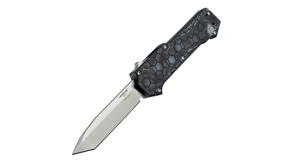Hogue Compound Automatic Folding Knife, 3.5in, CPM S30V Stainless, Tanto Blade, G-Mascus Black G10 Handle, 34029