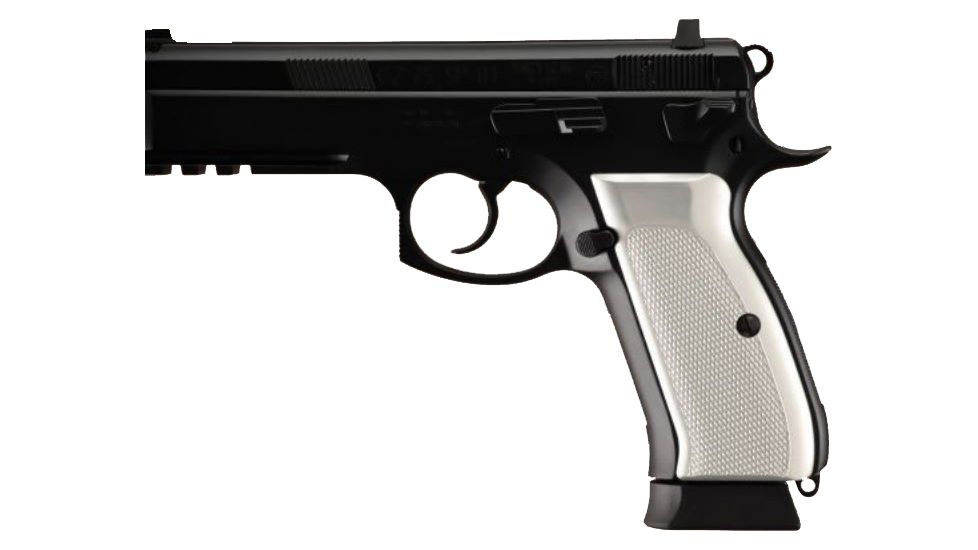 Hogue CZ-75 - CZ-85 Checkered Aluminum - Brushed Gloss Clear Anodized 75175
