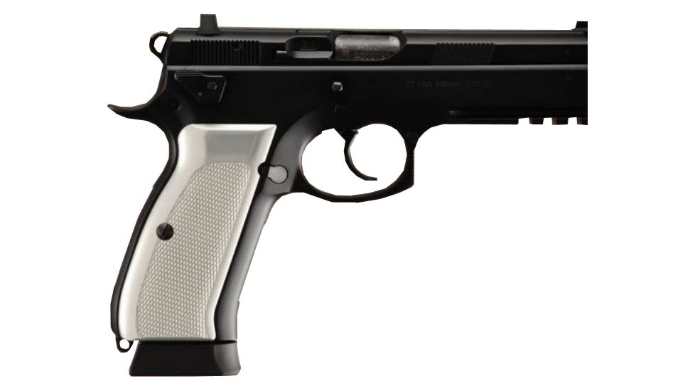 Hogue CZ-75 - CZ-85 Checkered Aluminum - Brushed Gloss Clear Anodized 75175