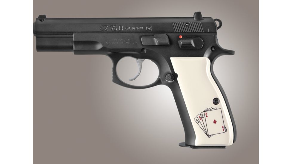 Hogue CZ 75 Scrimshaw Ivory Polymer - Double Aces 75033