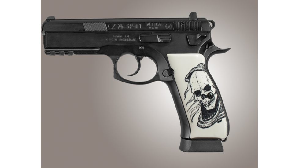 Hogue CZ 75 Scrimshaw Ivory Polymer - Grim Reaper 75026