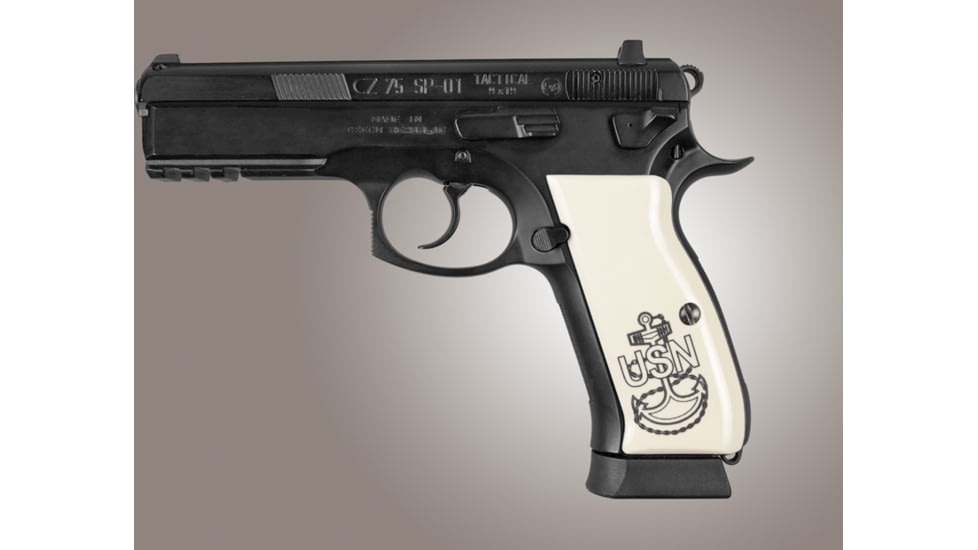 Hogue CZ 75 Scrimshaw Ivory Polymer - Navy insignia 75028