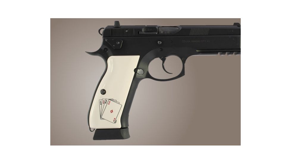 Hogue CZ 75 Scrimshaw Ivory Polymer - Aces w/Dice 75021
