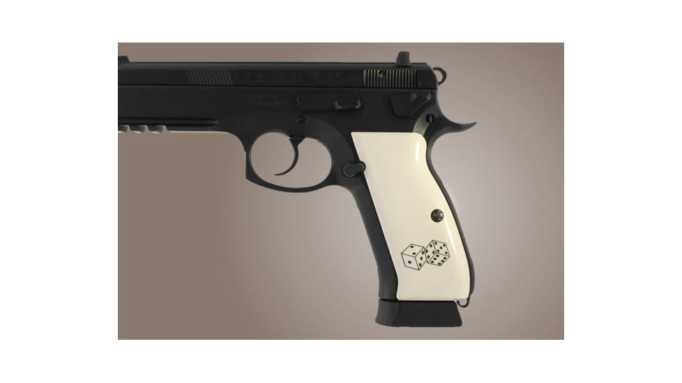 Hogue CZ 75 Scrimshaw Ivory Polymer - Aces w/Dice 75021