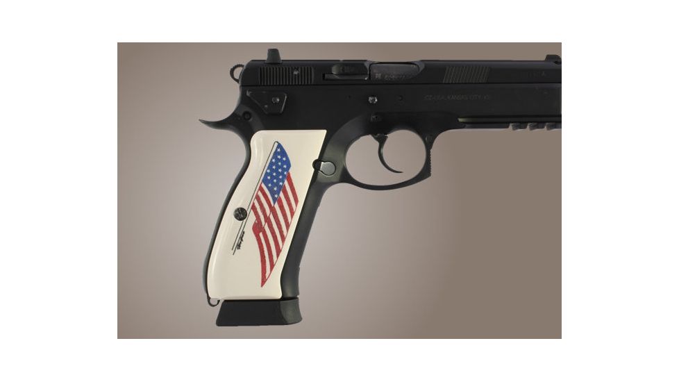Hogue CZ 75 Scrimshaw Ivory Polymer - American Flag 75022